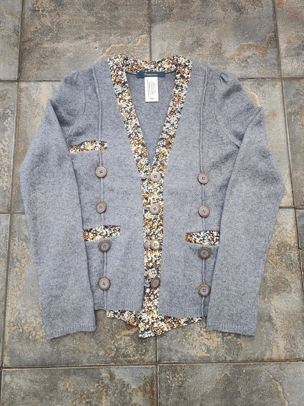 Anthropologie Cartonnier Blooms Medium Wool Rabbit Cashmere Cardigan Sweater